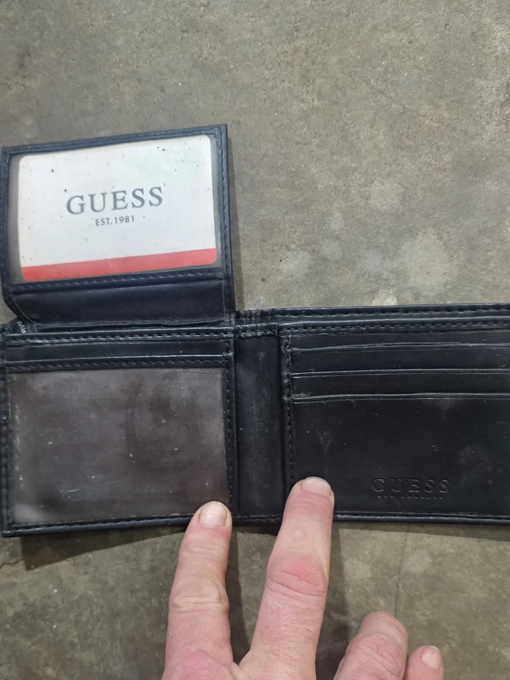 Guess Black Leather Wallet with Red Stripe Accent
